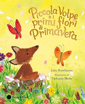 Piccola volpe e i primi fiori di primavera