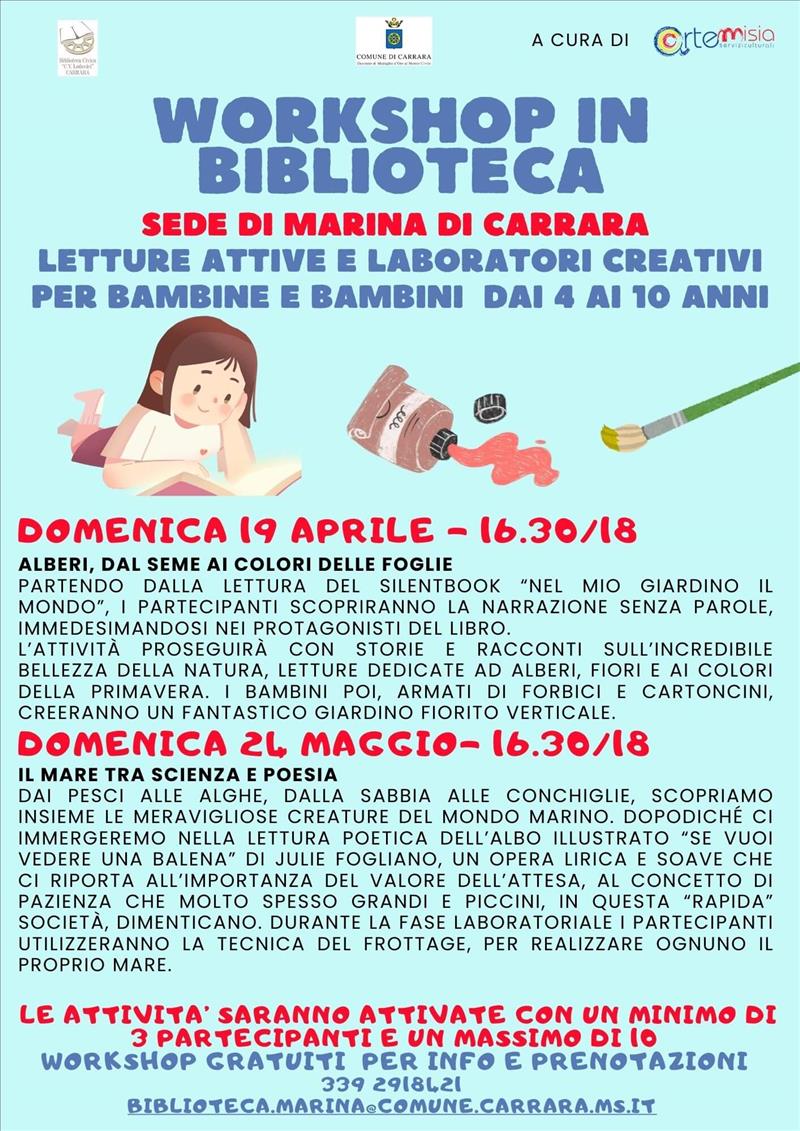 In Biblioteca a Marina di Carrara domenica 19 aprile un nuovo appuntamento dedicato ai bambini 