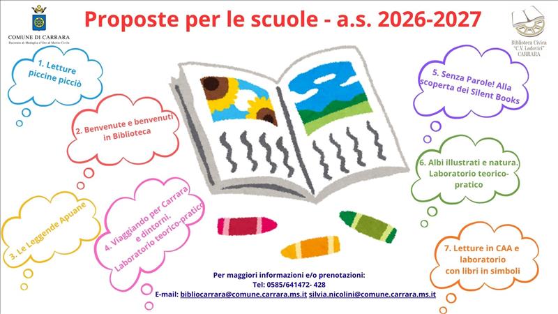 Biblioteca civica Carrara - Proposte per le scuole a.s. 2026-2027  