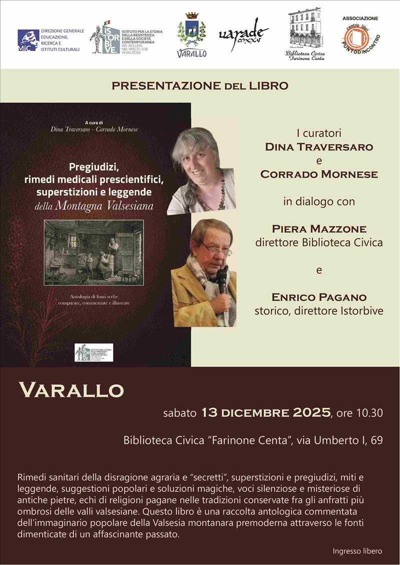 VARALLO - SALA CONFERENZE BIBLIOTECA CIVICA - PRESENTAZIONE LIBRO DI TRAVERSARO E MORNESE