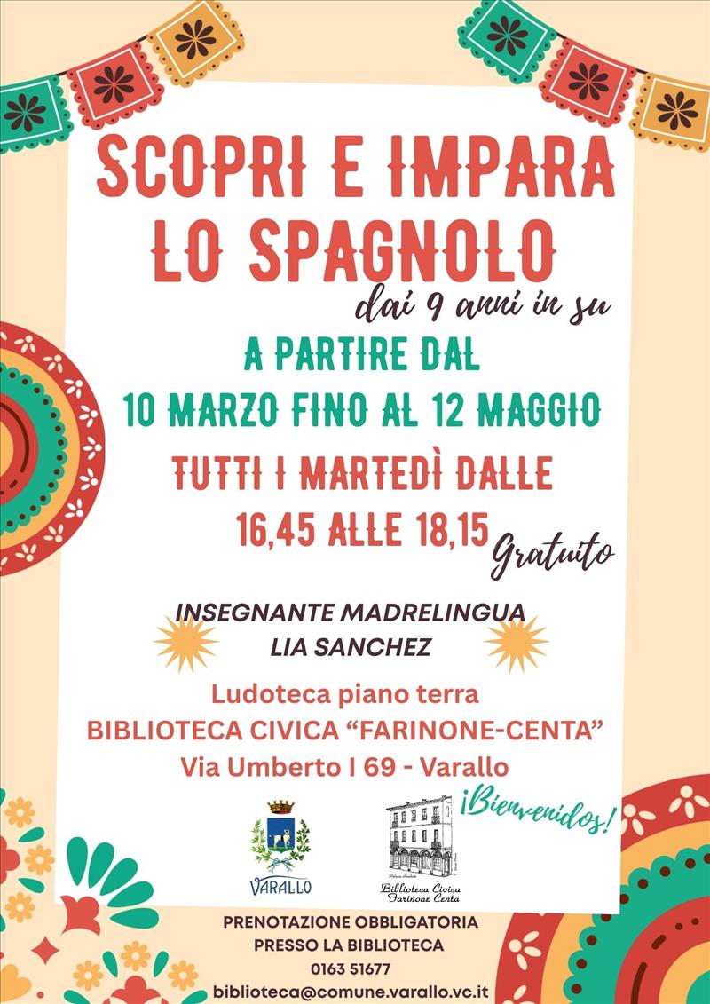VARALLO - BIBLIOTECA CIVICA - SCOPRI E IMPARA LO SPAGNOLO